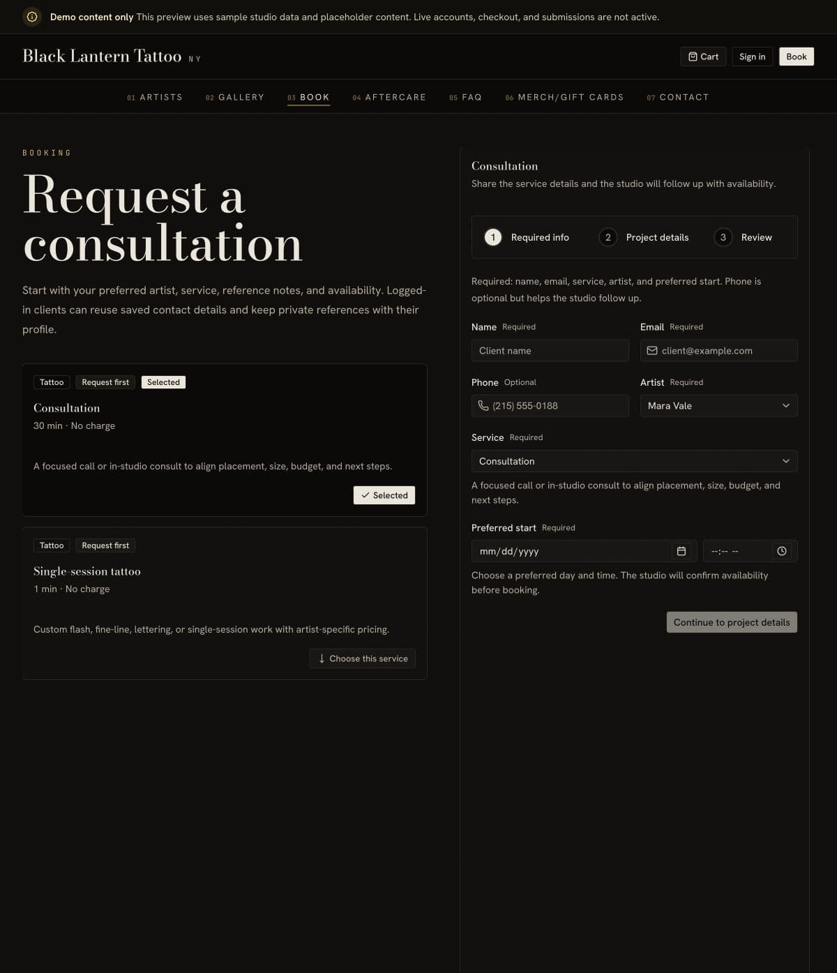 Tattoo Shop Websites screenshot 3